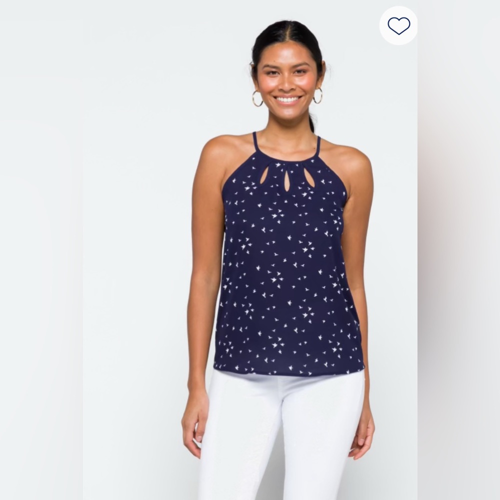 Papermoon Dark Blue Blouse with White Bird Design